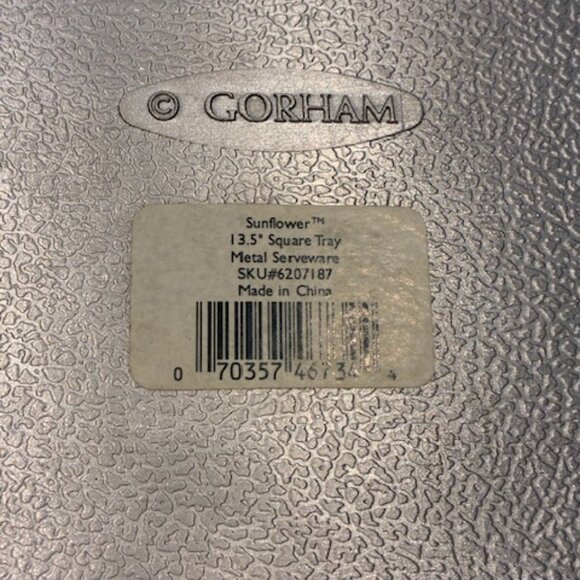 Gorham 13.5" Square Sunflower Metal Serveware Serving Tray Platter - Picture 6 of 6